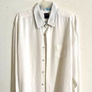 Benson 100% Linen Button Down Shirt XL White